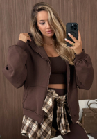 Bluza z kapturem oversize Don't Tell czekoladowa