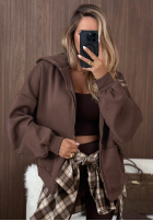 Bluza z kapturem oversize Don't Tell czekoladowa