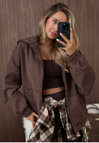 Bluza z kapturem oversize Don't Tell czekoladowa