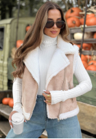 Warm State Short Beige Sheepskin Vest