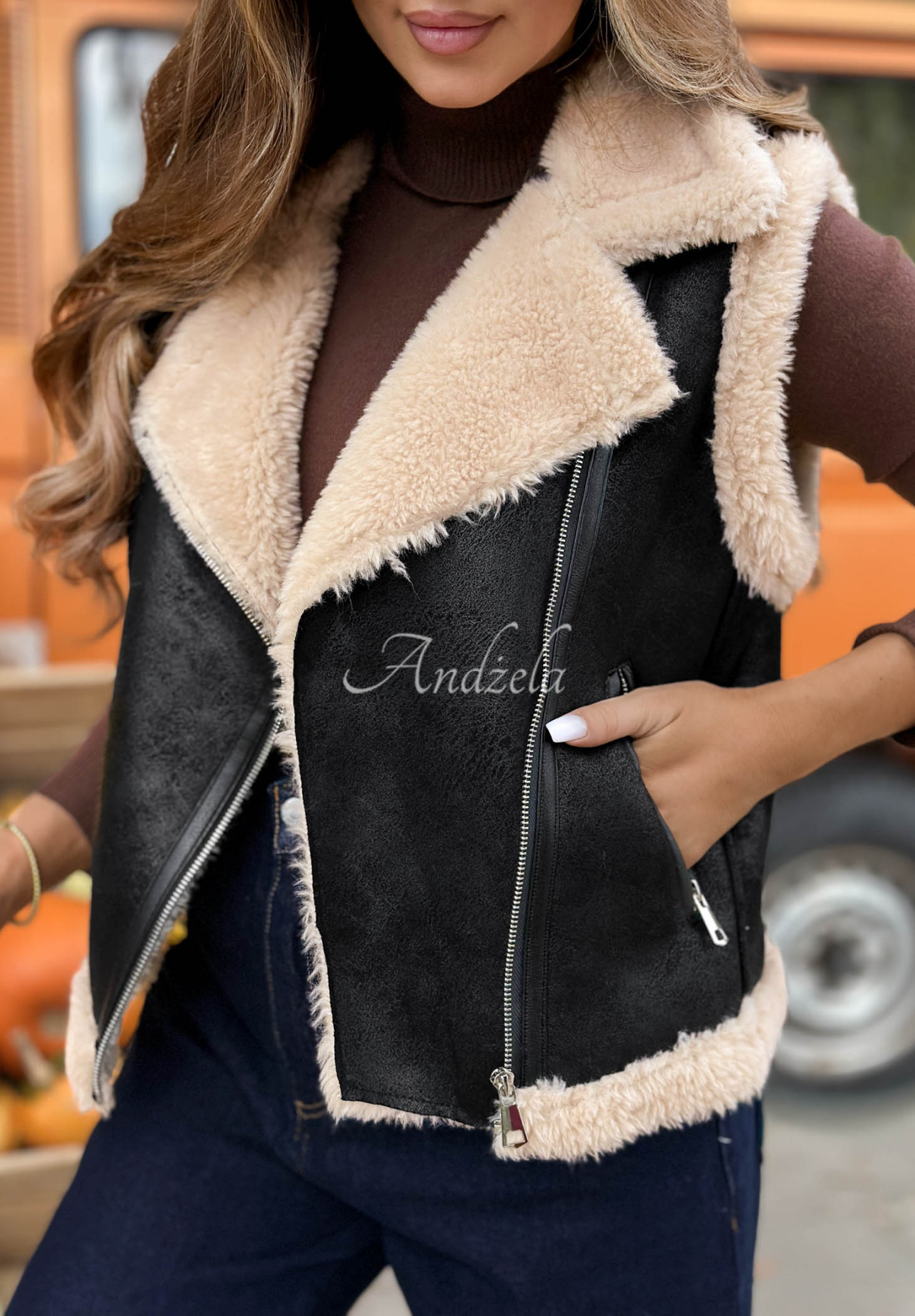 Warm State Short Black Sheepskin Vest