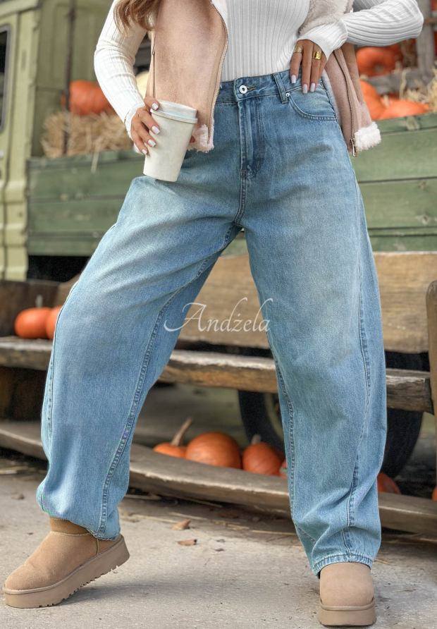 Spodnie jeansowe mom fit Cloudy Sunday jasnoniebieskie