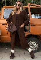 Długi kardigan oversize z kieszeniami November Walk jasnobeżowy