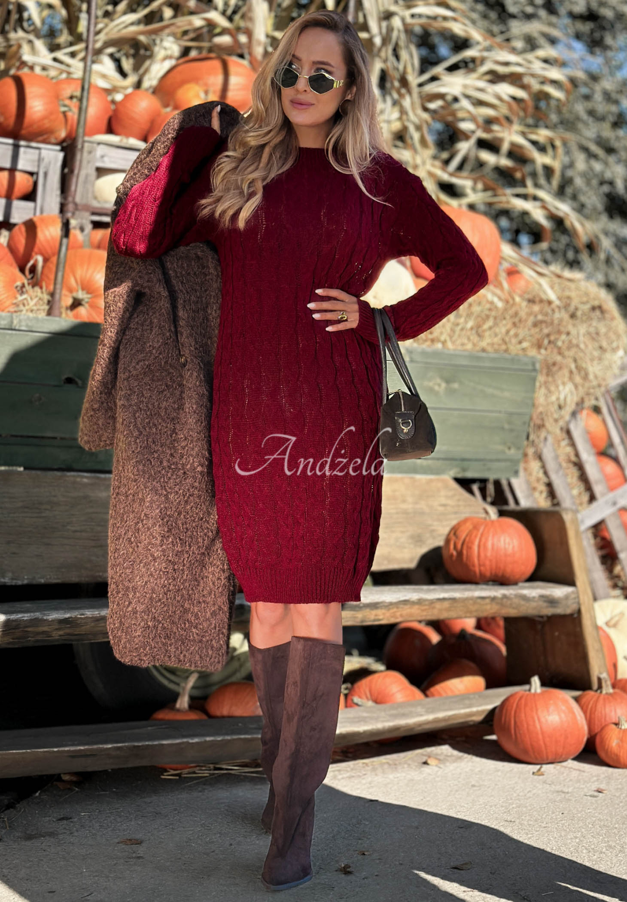 Misty Darling Burgundy Mohair and Wool Knit Dress