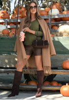 Sweter oversize z dekoltem w serek Modern Soul khaki