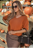 Moherowy sweter z krótkimi rękawkami Honey Cloud brązowy