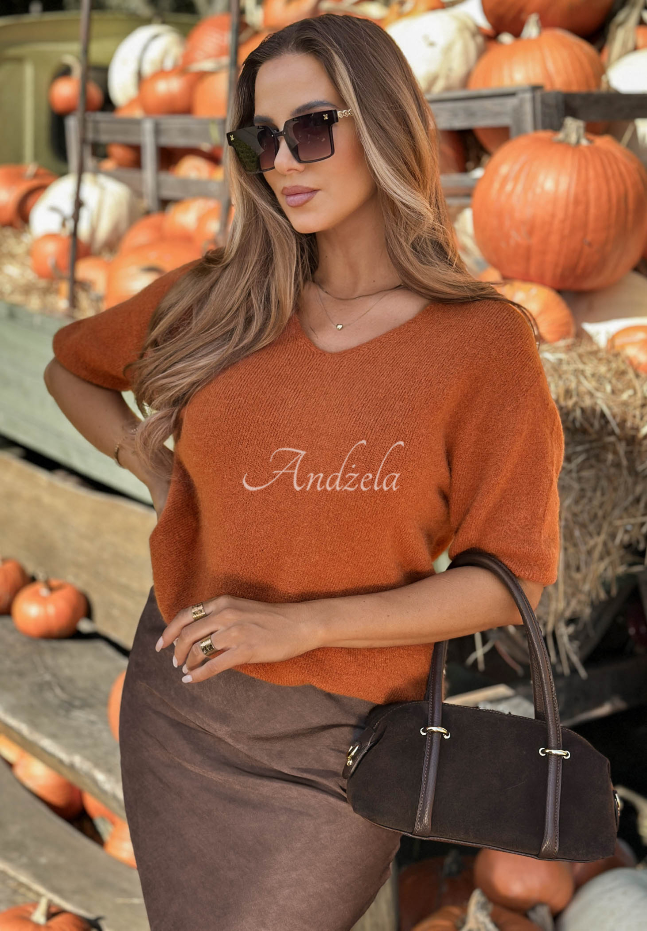 Soft, short-sleeved sweater with alpaca, Honey Cloud red