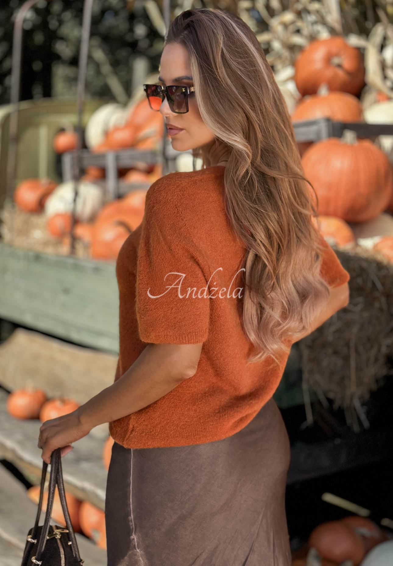 Soft, short-sleeved sweater with alpaca, Honey Cloud red