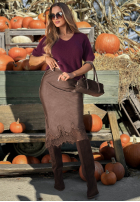 Spódnica maxi z koronką Subtle Lace czekoladowa
