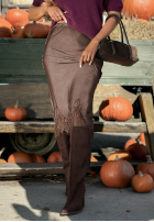 Spódnica maxi z koronką Subtle Lace czekoladowa