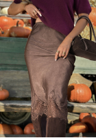 Spódnica maxi z koronką Subtle Lace czekoladowa