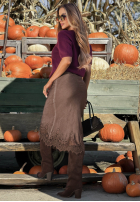 Spódnica maxi z koronką Subtle Lace czekoladowa