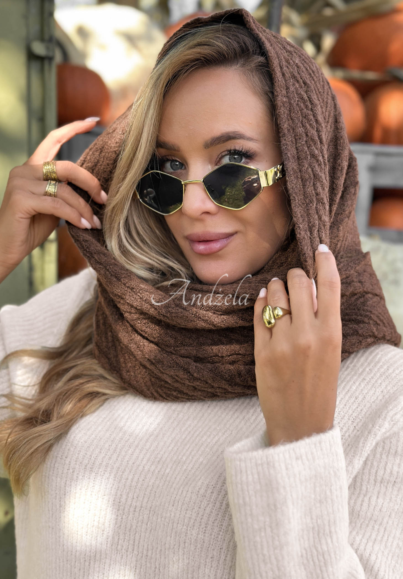 Cloudy Skies Chocolate-Colored Braided Wool Scarf
