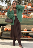 Moherowy kardigan oversize bez zapięcia Cozy Latte brązowy
