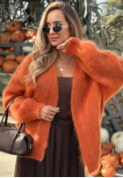 Moherowy kardigan oversize bez zapięcia Cozy Latte brązowy