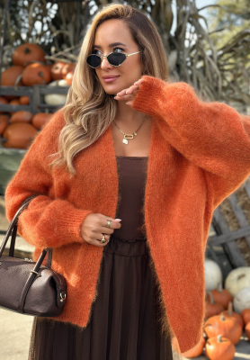 Moherowy kardigan oversize bez zapięcia Cozy Latte rudy