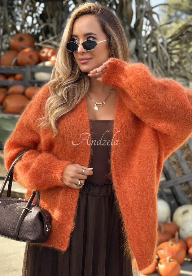 Cozy Latte Red Oversized Open-Front Cashmere Cardigan