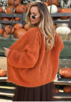 Moherowy kardigan oversize bez zapięcia Cozy Latte brązowy
