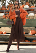 Moherowy kardigan oversize bez zapięcia Cozy Latte brązowy
