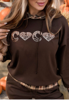 Bluza z kapturem w kratę Coco Love czekoladowa