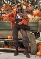 Bluzka longsleeve z nadrukiem w kwiaty Autumn Sweetie jagodowa