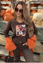 Bluzka longsleeve z nadrukiem w kwiaty Autumn Sweetie jagodowa