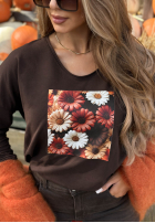 Bluzka longsleeve z nadrukiem w kwiaty Autumn Sweetie jagodowa