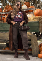 Bluzka longsleeve z nadrukiem w kwiaty Autumn Sweetie jagodowa