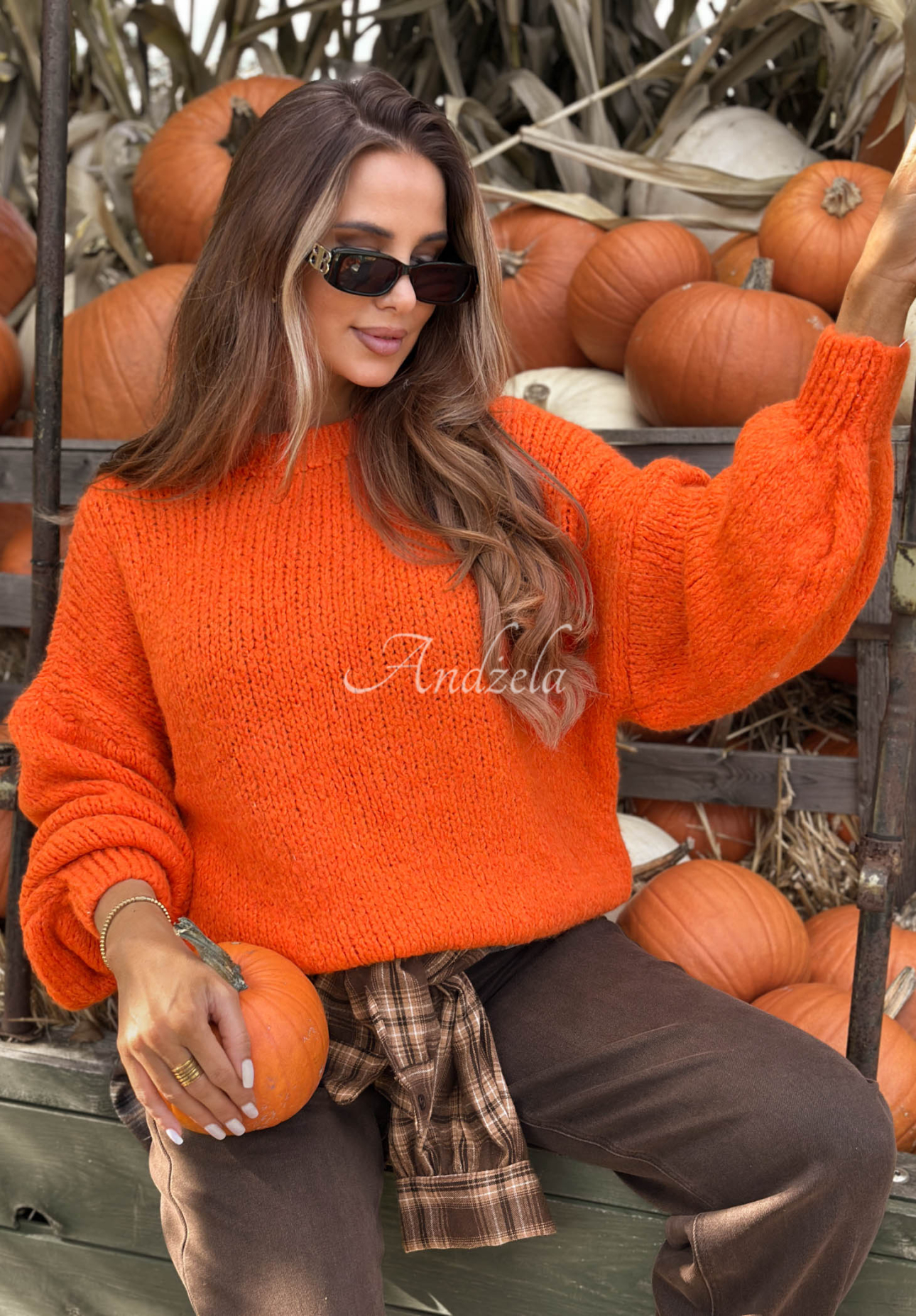Soft, oversized sweater with wool and viscose from Cloud Babe, orange