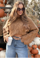 Ozdobnie pleciony sweter Winter Diary ecru