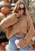 Ozdobnie pleciony sweter Winter Diary ecru