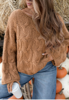 Ozdobnie pleciony sweter Winter Diary ecru