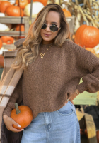 Sweter z bufiastymi rękawami Maybe Never mokka