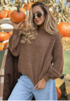 Sweter z bufiastymi rękawami Maybe Never mokka