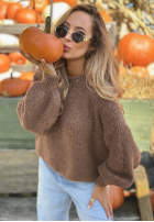 Sweter z bufiastymi rękawami Maybe Never mokka