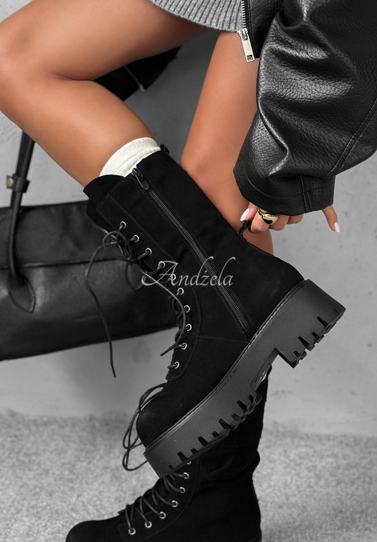 Cold Mornings Black Suede Work Boots
