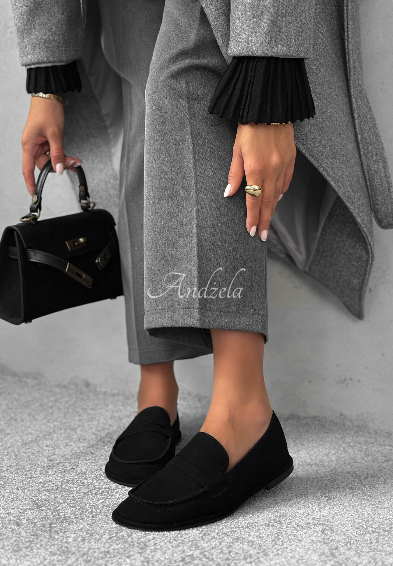 Amber Lane Black Suede Moccasins