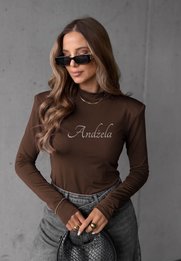 Bluzka longsleeve z wiskozy Soft Classics czekoladowa