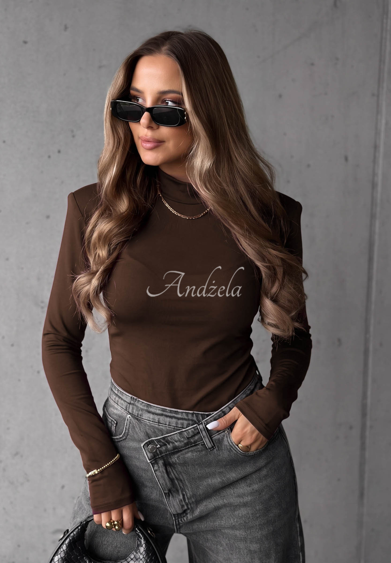 Soft Classics Chocolate-Colored Long-Sleeve Viscose Blouse