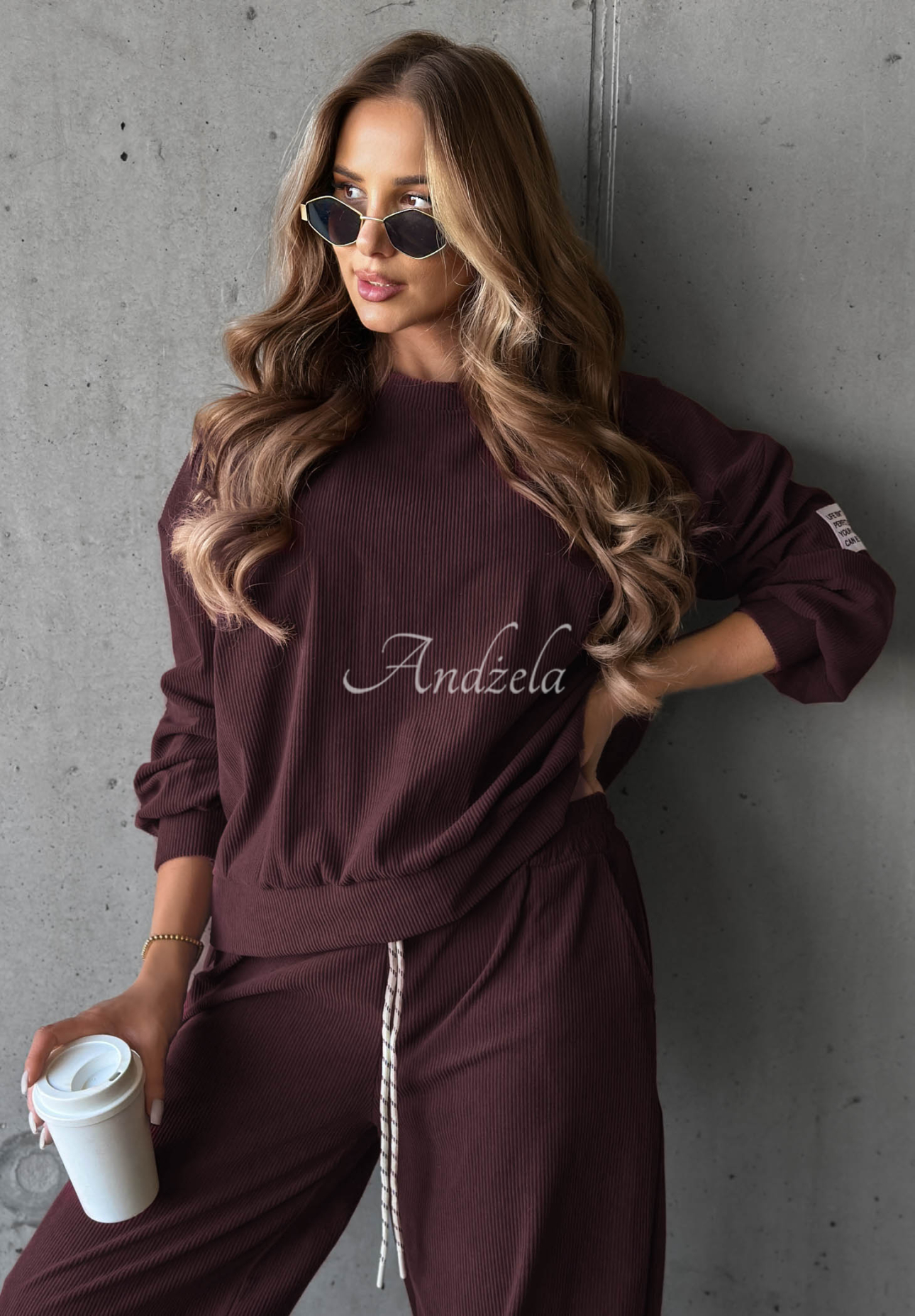 Endless Comfort Berry-Colored Viscose Corduroy Sweatsuit