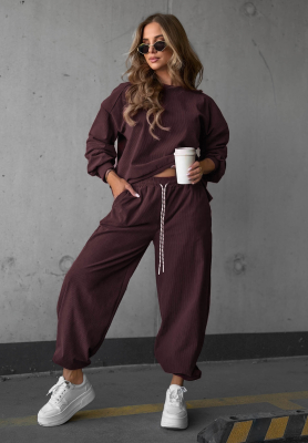 Endless Comfort Berry-Colored Viscose Corduroy Sweatsuit
