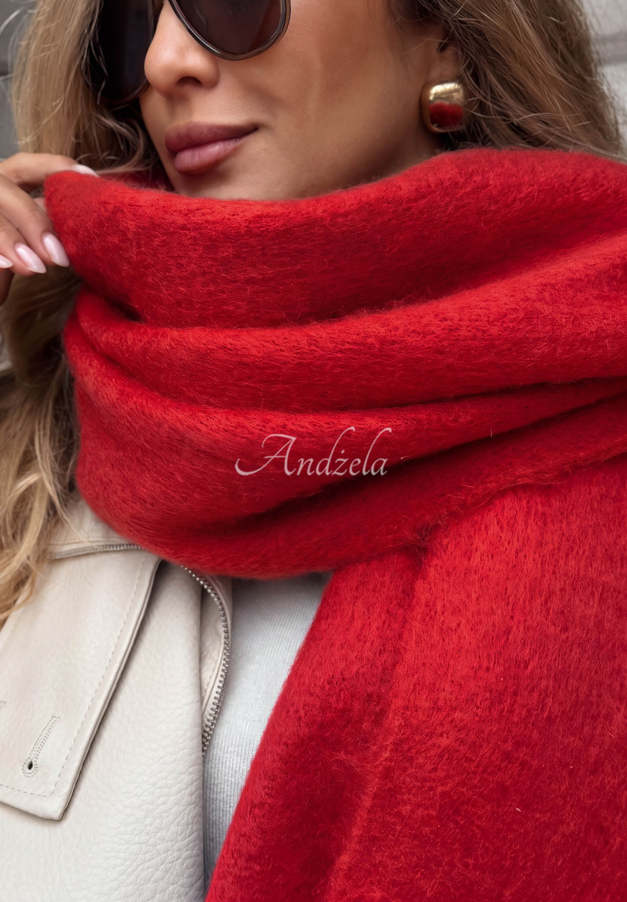 Snow Darling Soft Red Fringed Scarf