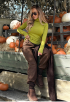 Dopasowany sweter z golfem Solange oliwkowy
