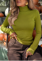 Dopasowany sweter z golfem Solange oliwkowy