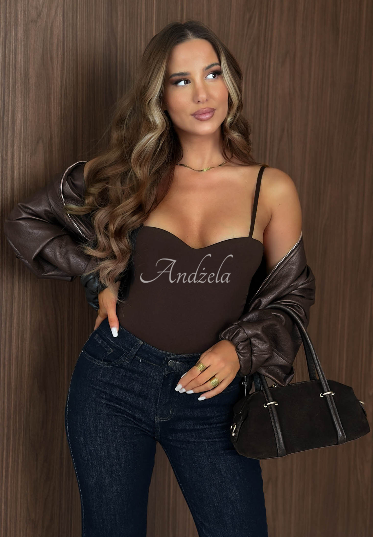 Dark Charm Chocolate-Colored Short V-Neck Tank Top