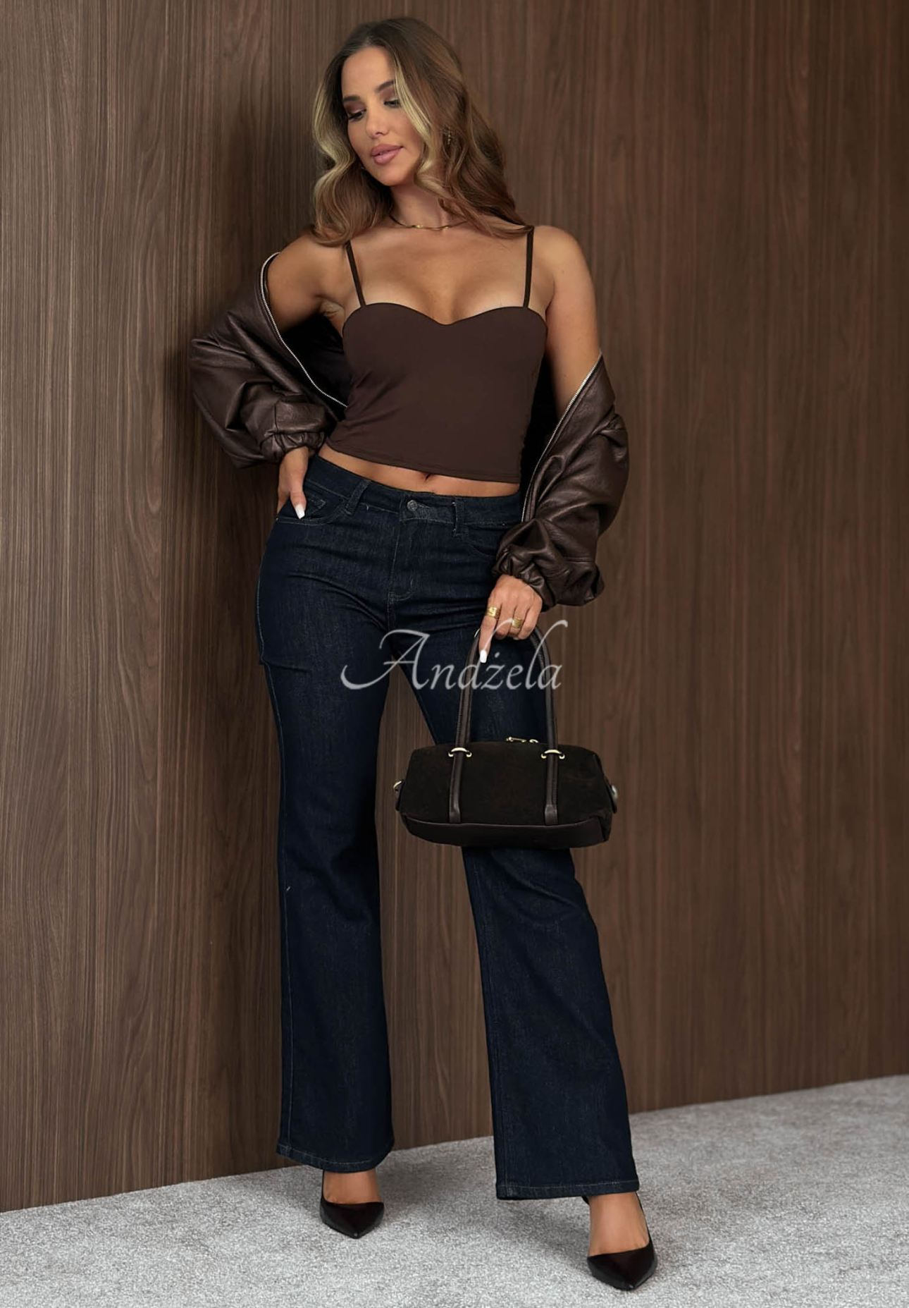 Dark Charm Chocolate-Colored Short V-Neck Tank Top