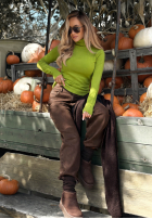 Dopasowany sweter z golfem Solange oliwkowy