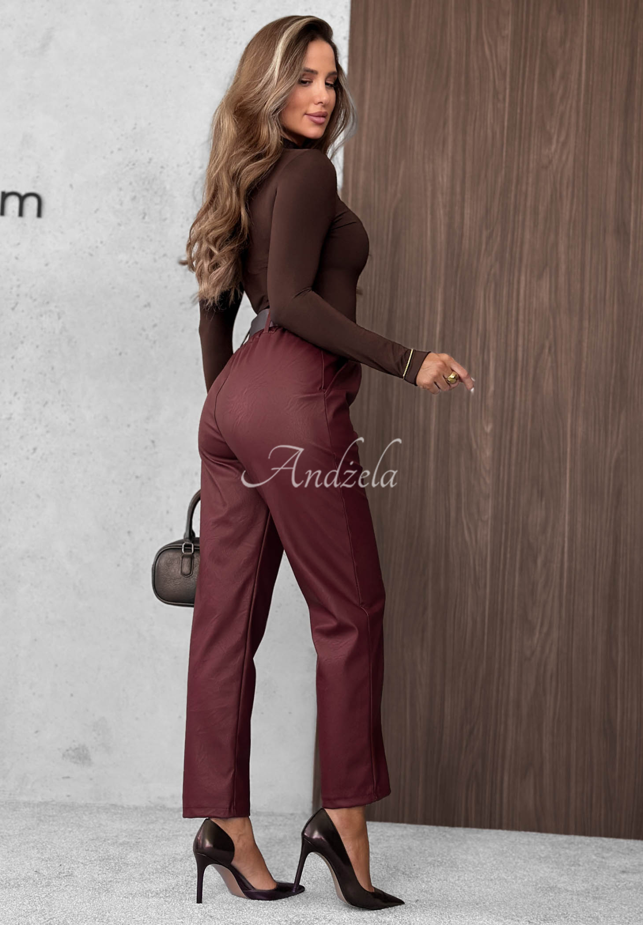 Hazy Hour Burgundy Leather Pants with Belt