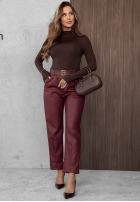 Bluzka longsleeve z półgolfem Femme Desire czekoladowa