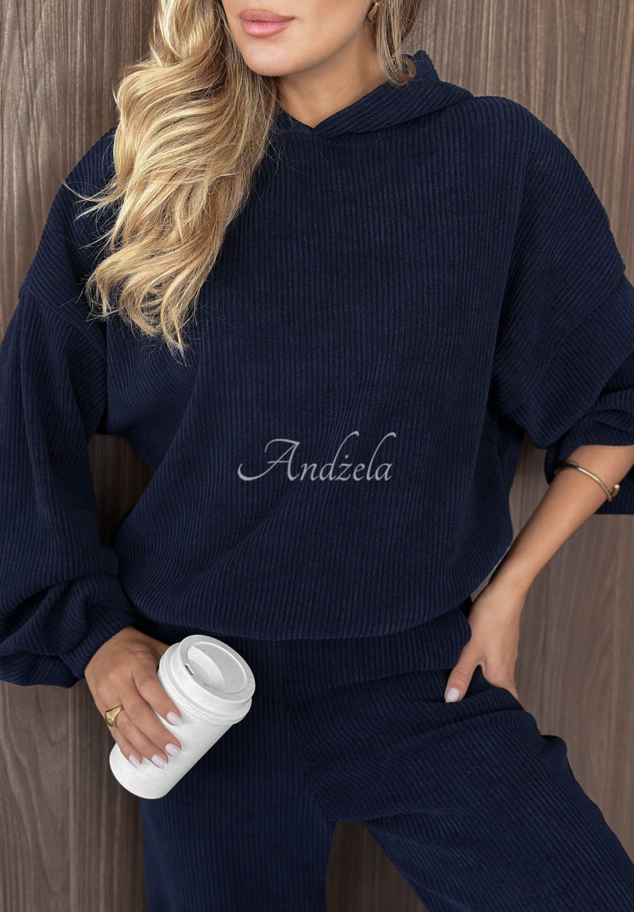 Quiet Confidence Navy Cotton Corduroy Hoodie and Pants Set